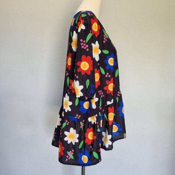 Lorraine Kerrie Multicolour Floral Frill Hem Top Plus Size 20 - Picture 4 of 10